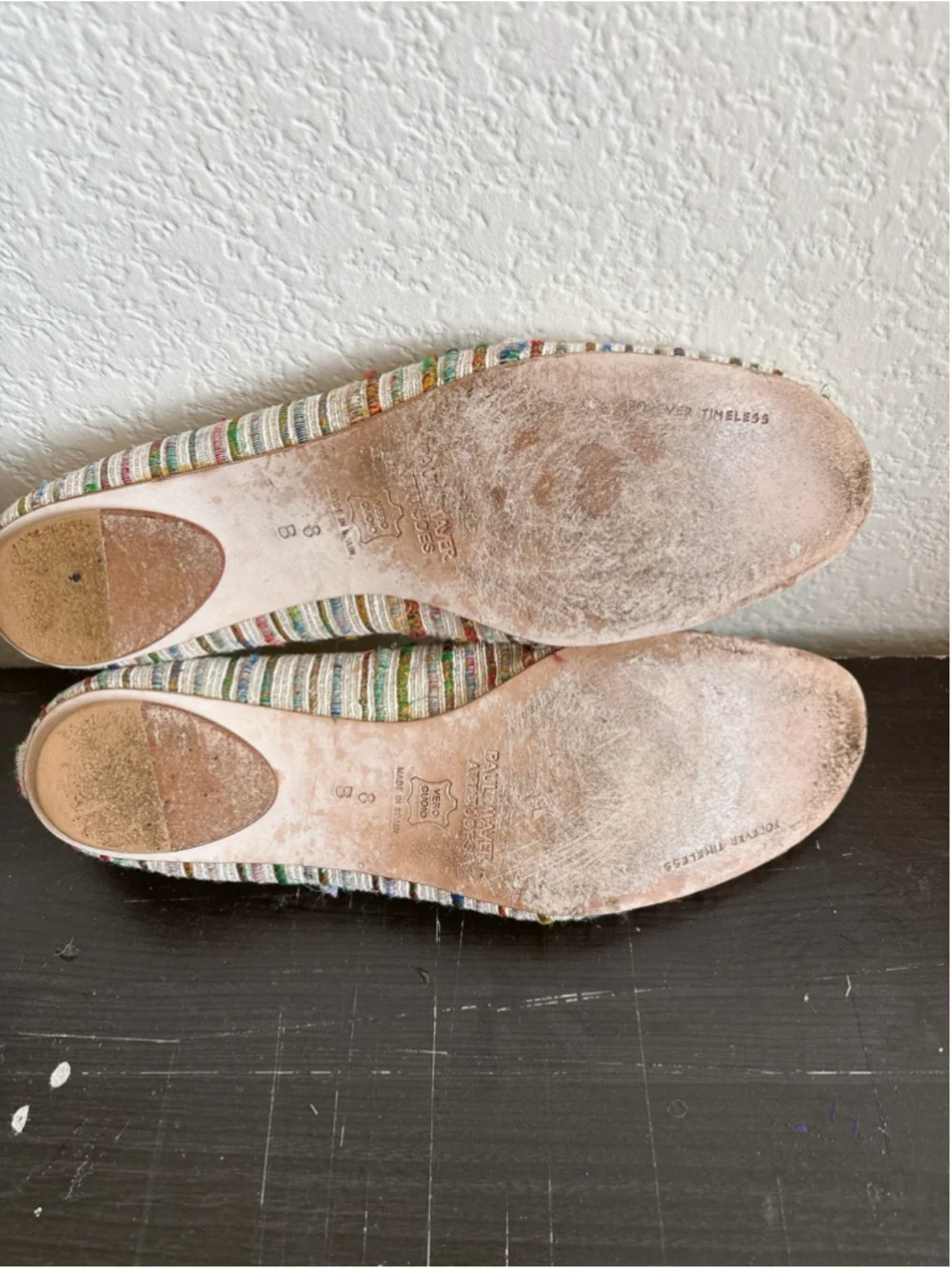 Paul Mayer Attitudes Ballet Flats Sz 8B Multicolor Woven Spain Vero Cuoio Bow